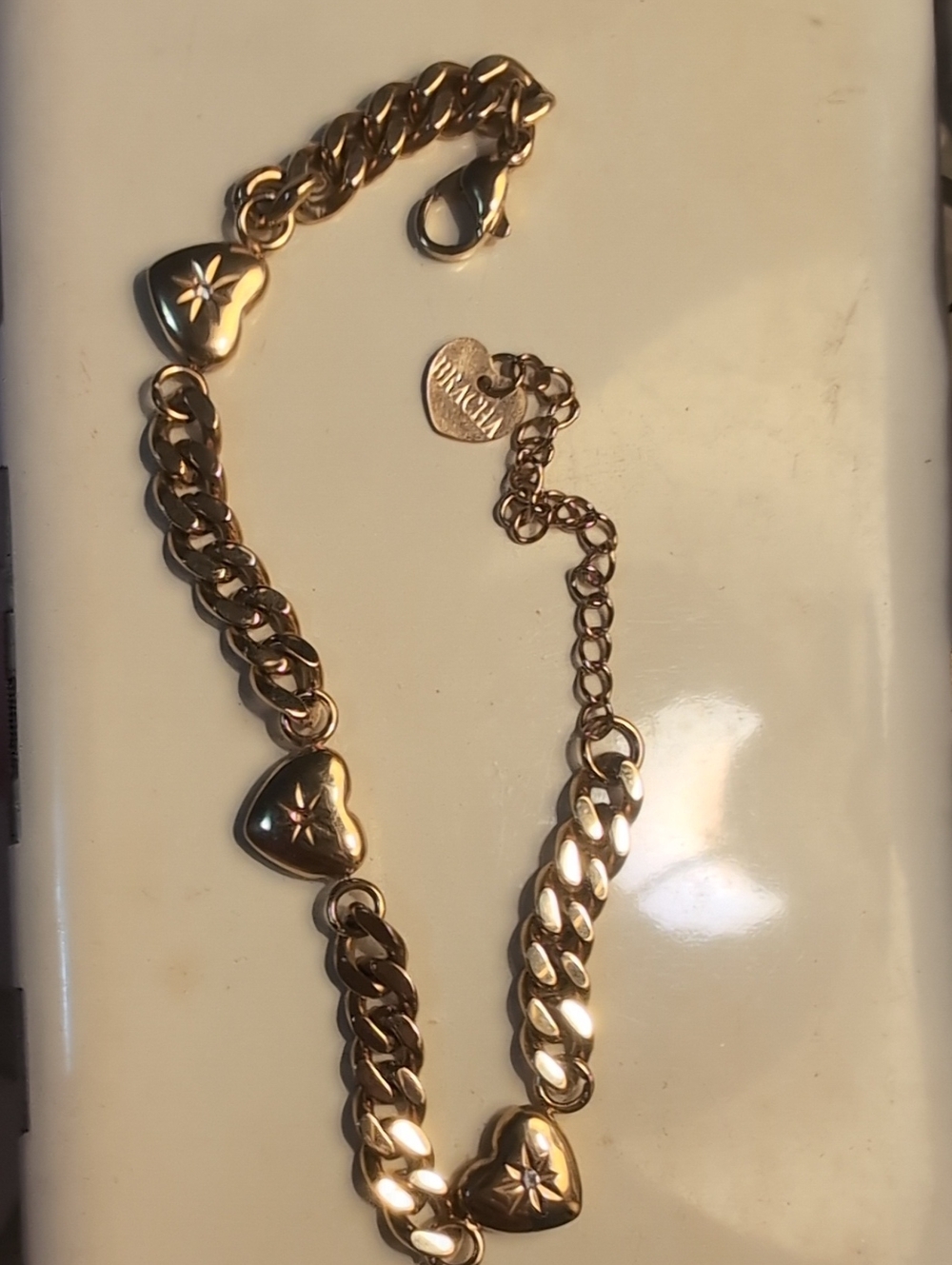 Free People Bracha Gold Plated Tarnish Proof Water Proof Heart Chain Bracelet